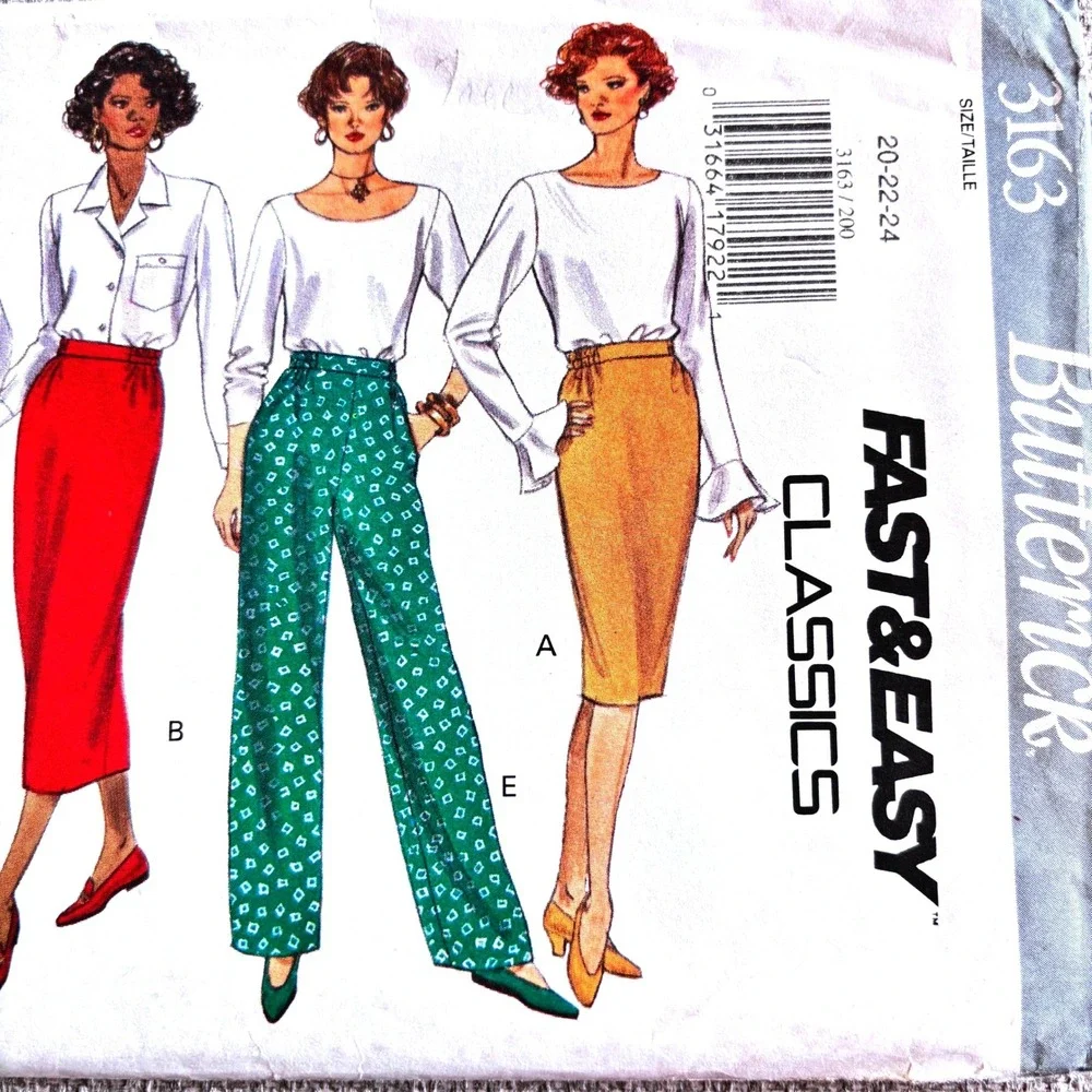 Butterick 3163 Skirt Pants Capsule Basics 20-22-24 Elevated Quiet Luxury Classic